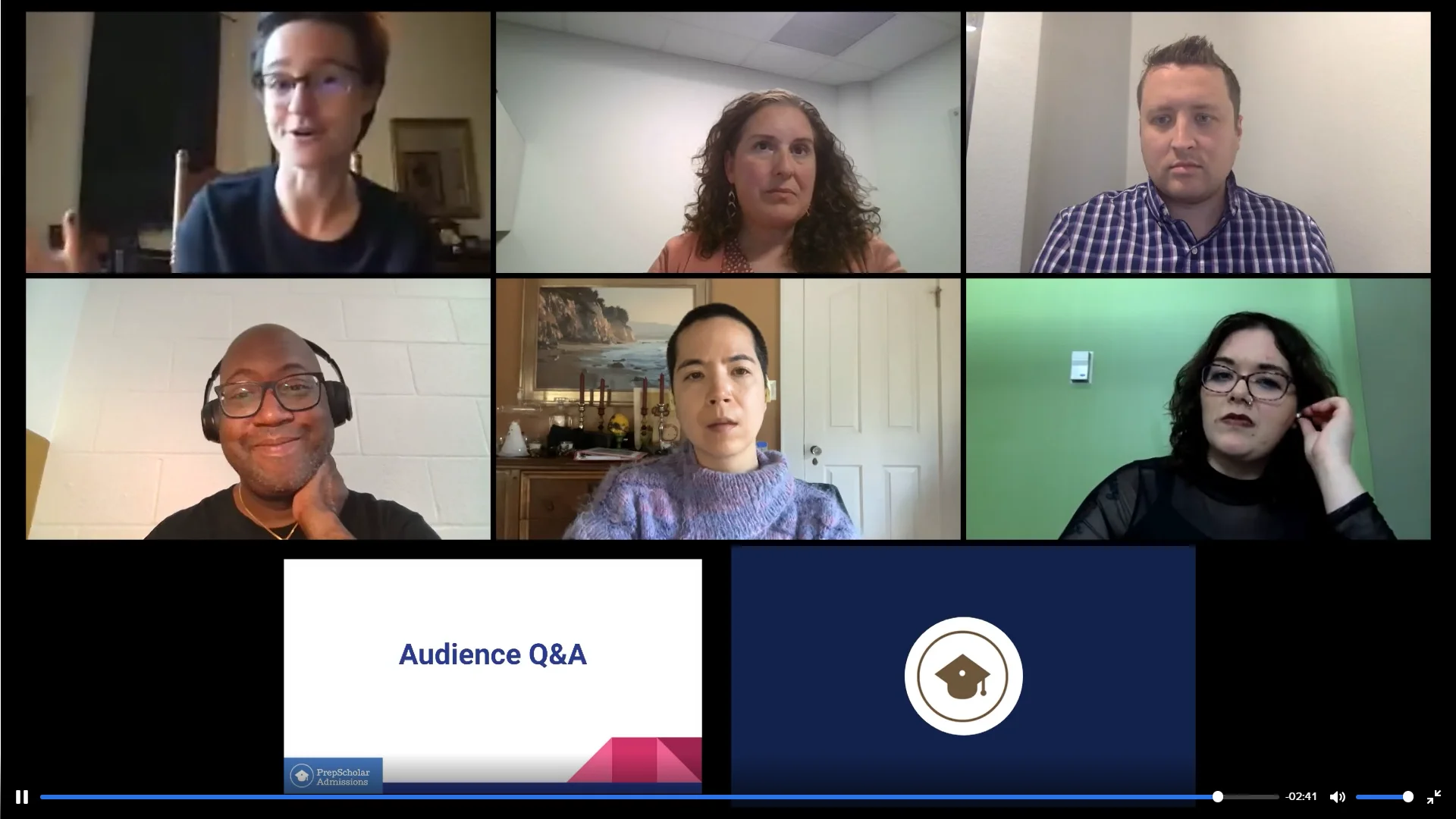 webinar featuring former admissions officers giving college admissions advice